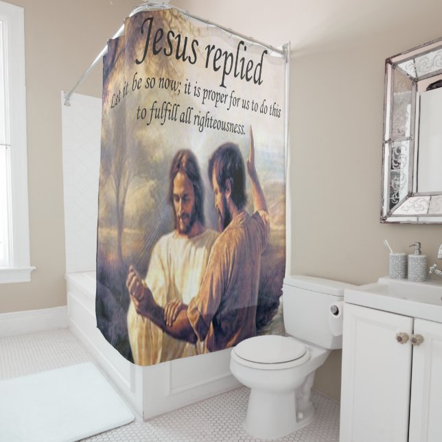 Jesus Christ Baptism image one Shower Curtain (In Situ)