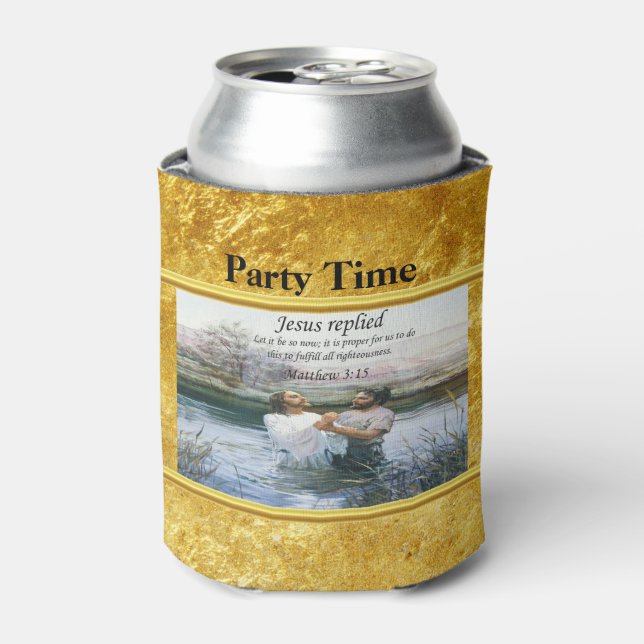 Jesus Christ Baptism image two Can Cooler (Can Front)