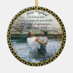 Jesus Christ Baptism image two Ceramic Tree Decoration