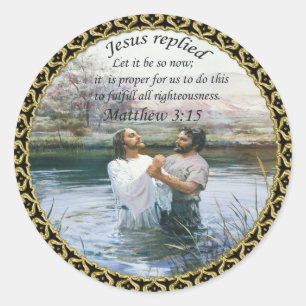 Jesus Christ Baptism image two Classic Round Sticker