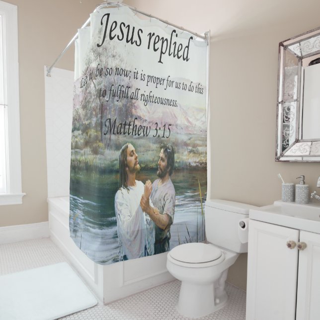 Jesus Christ Baptism image two Shower Curtain (In Situ)