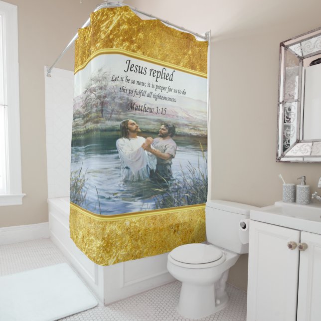 Jesus Christ Baptism image two Shower Curtain (In Situ)