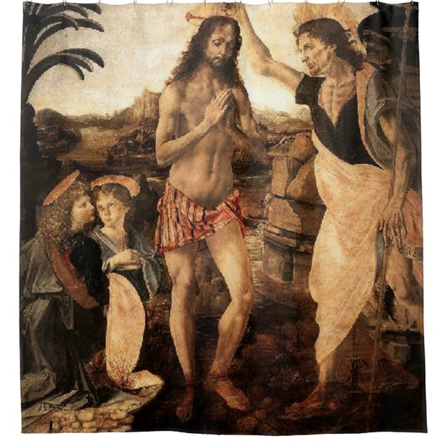 Jesus christ being baptised by John, painting by L Shower Curtain (Front)