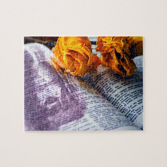 Jesus Christ Bible Yellow Rose Jigsaw Puzzle (Horizontal)