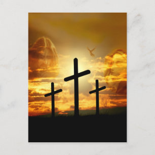 Jesus Christ Blessed Virgin Mary Dove Calvery Postcard