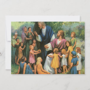 Jesus Christ Blessing Children, Vintage Religion Invitation