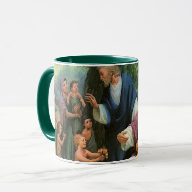 Jesus Christ Blessing Children, Vintage Religion Mug (Front Left)