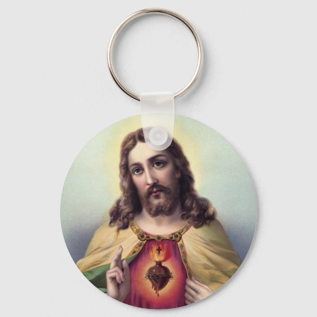 Jesus Christ Blessing Sacred Heart of Jesus Key Ring (Front)
