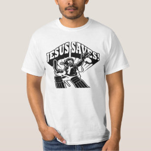 JESUS CHRIST BORN AGAIN HOCKEY 'JESUS SAVES' T-Shirt