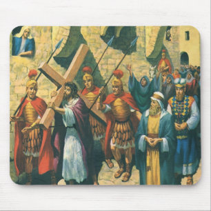 Jesus Christ Carrying the Cross to his Crucifixion Mouse Mat