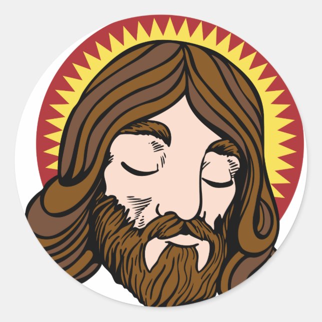 Jesus Christ Cartoon Face Classic Round Sticker (Front)
