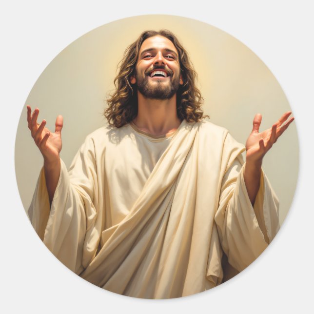 Jesus Christ Celebrating The Good News Classic Round Sticker (Front)