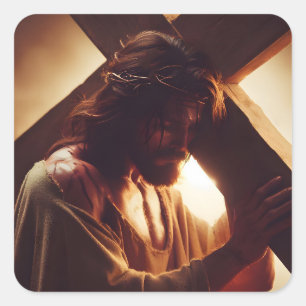 Jesus Christ Chosen Cross Religious Square Sticker