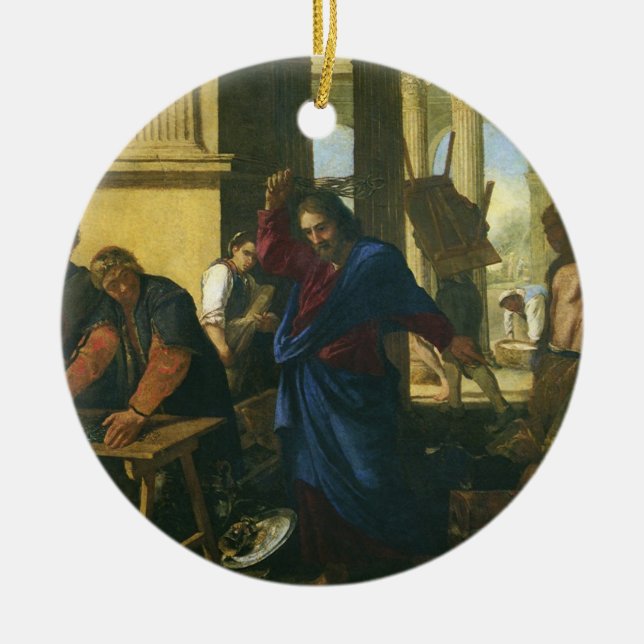 Jesus Christ Cleansing of the Temple Ceramic Tree Decoration (Front)