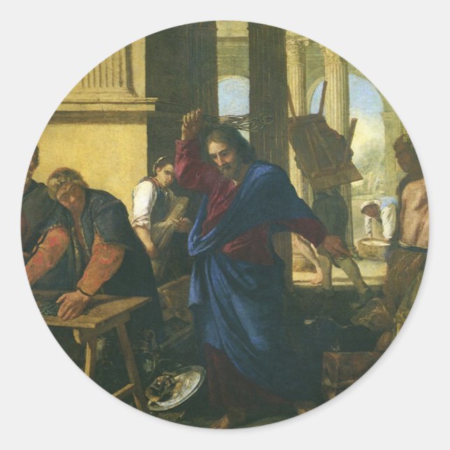 Jesus Christ Cleansing of the Temple Classic Round Sticker (Front)