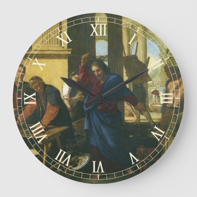 Jesus Christ Cleansing of the Temple Large Clock (Front)