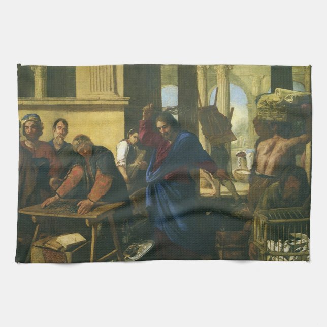 Jesus Christ Cleansing of the Temple Tea Towel (Horizontal)