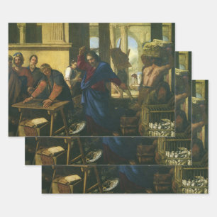 Jesus Christ Cleansing of the Temple Wrapping Paper Sheet