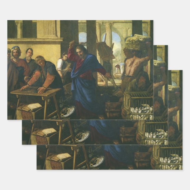 Jesus Christ Cleansing of the Temple Wrapping Paper Sheet (Set)