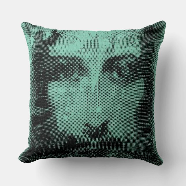 Jesus Christ Collage halftone black + your ideas Cushion (Front)