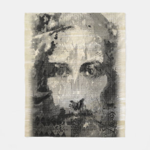 Jesus Christ Collage halftone black + your ideas Fleece Blanket