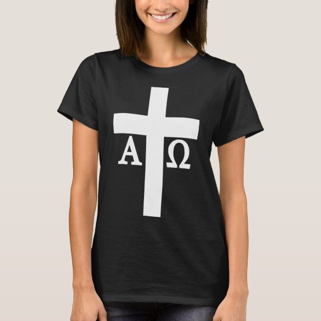 Jesus Christ Cross Alpha Omega Christianity Bible  T-Shirt (Front)