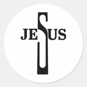 Jesus Christ Cross Christian Faith In God Mens Eas Classic Round Sticker