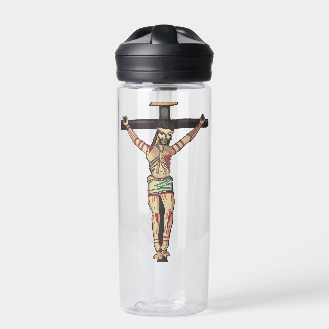 Jesus Christ Cross Crucifixion Watercolor art    Water Bottle (Front)