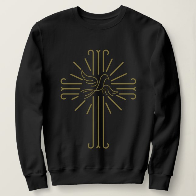 Jesus Christ Cross & Peace Dove Sweatshirt (Design Front)