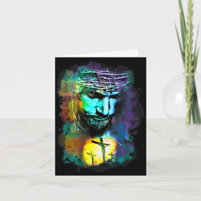 Jesus Christ Cross Religious Cture Christian Art P Card (Front)