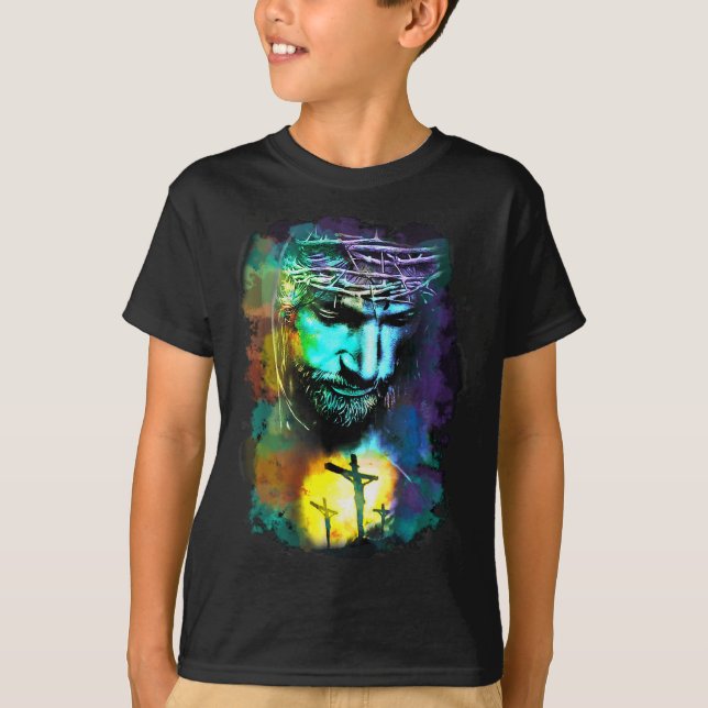 Jesus Christ Cross Religious Cture Christian Art P T-Shirt (Front)