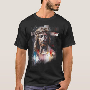 Jesus Christ Cross Watercolor Christian Graphic Te T-Shirt