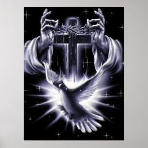 Jesus Christ Crown of Thorns and Dove Poster