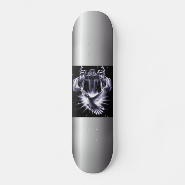 Jesus Christ Crown of Thorns and Dove Skateboard (Front)