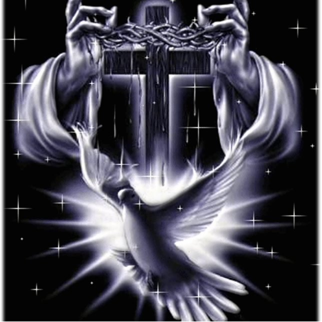 Jesus Christ Crown of Thorns and Dove Standing Photo Sculpture (Front)