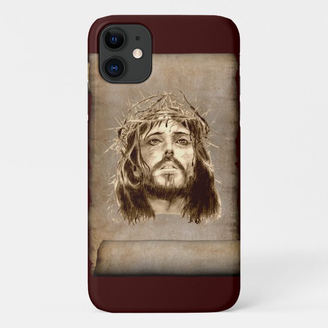 Jesus Christ Crown of Thorns on Scroll Case-Mate iPhone Case (Back)
