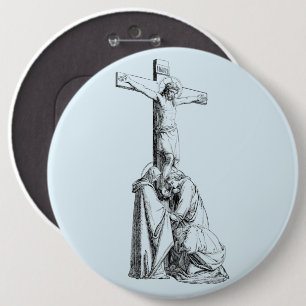  Jesus Christ Crucifixion cross Illustration art 6 Cm Round Badge