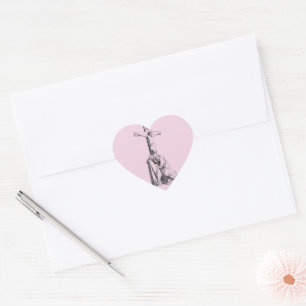 Jesus Christ Crucifixion cross Illustration art Heart Sticker