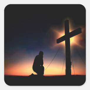 Jesus Christ Crucifixion Cross Square Sticker