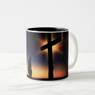 Jesus Christ Crucifixion Cross Two-Tone Coffee Mug