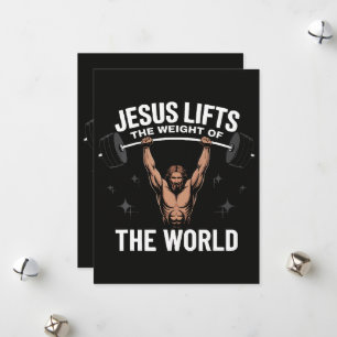 Jesus Christ Deadlifting Holiday Card