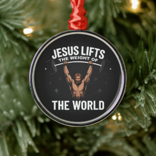 Jesus Christ Deadlifting Metal Tree Decoration
