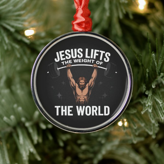 Jesus Christ Deadlifting Metal Tree Decoration (Tree)