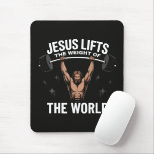 Jesus Christ Deadlifting Mouse Mat