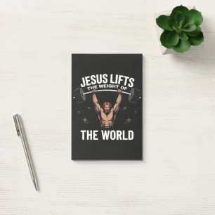 Jesus Christ Deadlifting Post-it Notes