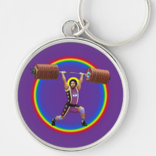 Jesus Christ doing the Clean and Jerk Key Ring