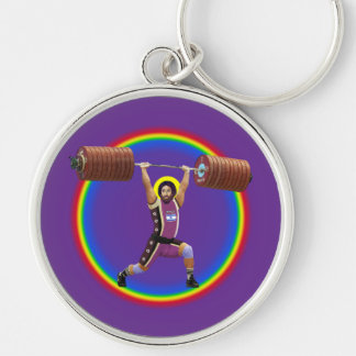 Jesus Christ doing the Clean and Jerk Key Ring