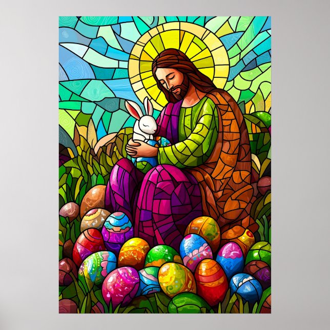 Jesus Christ Easter Stained Glass Poster (Front)