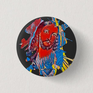 Jesus Christ Face sacred heart Abstract art 3 Cm Round Badge
