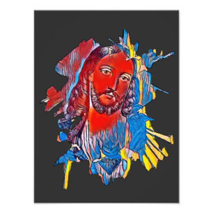 Jesus Christ Face sacred heart Abstract art Photo Print